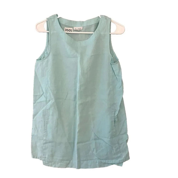 Pure Jill Linen Womens Blue Linen Blouse XS Sleeveless Pullover Summer Casual - Picture 1 of 6